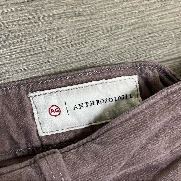 Anthropologie AG High Rise Stevie Ankle Gray Taupe Velvet Slim Straight Sz 25R. - Picture 6 of 10